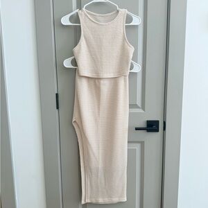 Cream Waffle Knit 2 Piece Set